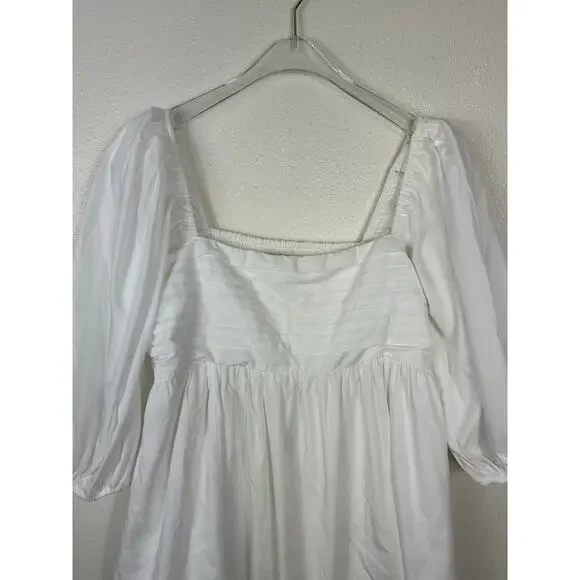 Abercrombie & Fitch Emerson Puff Sleeve Mini Dress White Sz LT Cottage Romantic - Picture 5 of 8